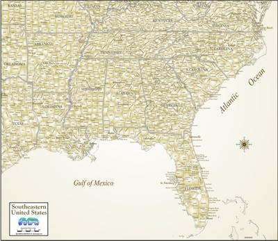 Download digital Maps Southeast States Region